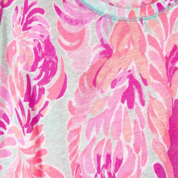 Lilly Pulitzer Sarah Top in Love Birds Print Linen Blend Lightweight Womens Sz S - Picture 11 of 11